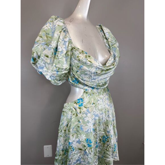 NWT ASTR THE LABEL Clarita Dress in Green & Blue Floral Size L $390 - Picture 7 of 9
